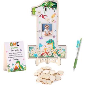 One a Saurus Birthday Decorations,1 Year Old 1st Birthday Decorations Boy Dinosaur Themed Party Supplies,First Birthdays Decoration for Boy Guest Book Alternatives with Dinosaur Pen Set