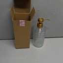 Lunestella Elegant Fluted Glass Hand Soap Dispenser with Gold Pump, Clear Ribbed Glass Bottle for Bathroom, Dish Soap Dispenser for Kitchen, Rust Proof, 17oz (Gold Slim Pump)