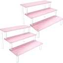 RICIPUSO Acrylic Display Stand, 2PCS 3 Tier Pink Display Risers for Funko POP Figures, 9" Cupcakes Stand, Perfume Organizer, Riser for Display, Dessert Stand, Ornament Display Stand…