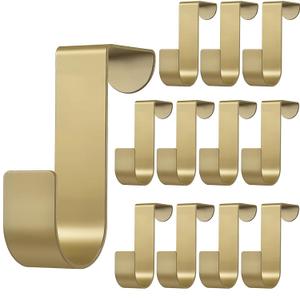 Hotop 12 Pcs Over The Cabinet Drawer Door Hooks 1.12 Inch for Hanger in The Cabinet Christmas Decoration Hooks Sturdy Metal Z Shaped Hanger Peg for Bathroom Clothes Towel(Gold)