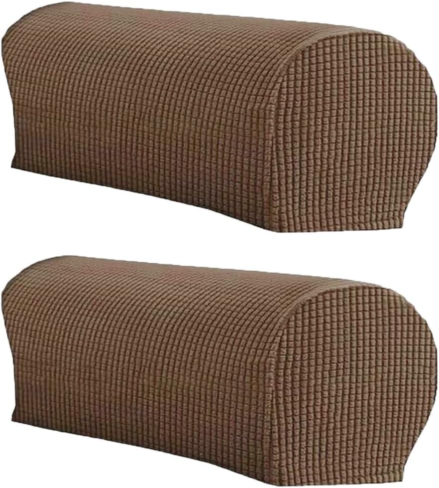 LINGXIYA Set of 2 Sofa Armrest Cover, Soft Stretch Arm Cover for Recliners Sofas Chairs,Couch Furniture Armrest Protector Covers (Dark Brown)