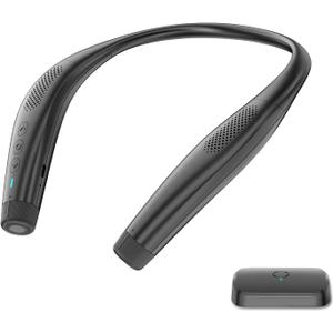 2.4GHz Neck Speaker,Voice Clarifying Dialog Potable Neck Speakers for Hard of Hearing and Elderly,Neck Wireless Wearable Speaker with 18H Playtime,No Delaym,100Ft Range,Neckband Speaker