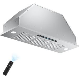 IKTCH 36 inch Built-in/Insert Range Hood 900 CFM, Ducted/Ductless Convertible Duct, Stainless Steel Kitchen Vent Hood with 4 Speed Gesture Sensing&Touch Control Panel(IKB01-36)