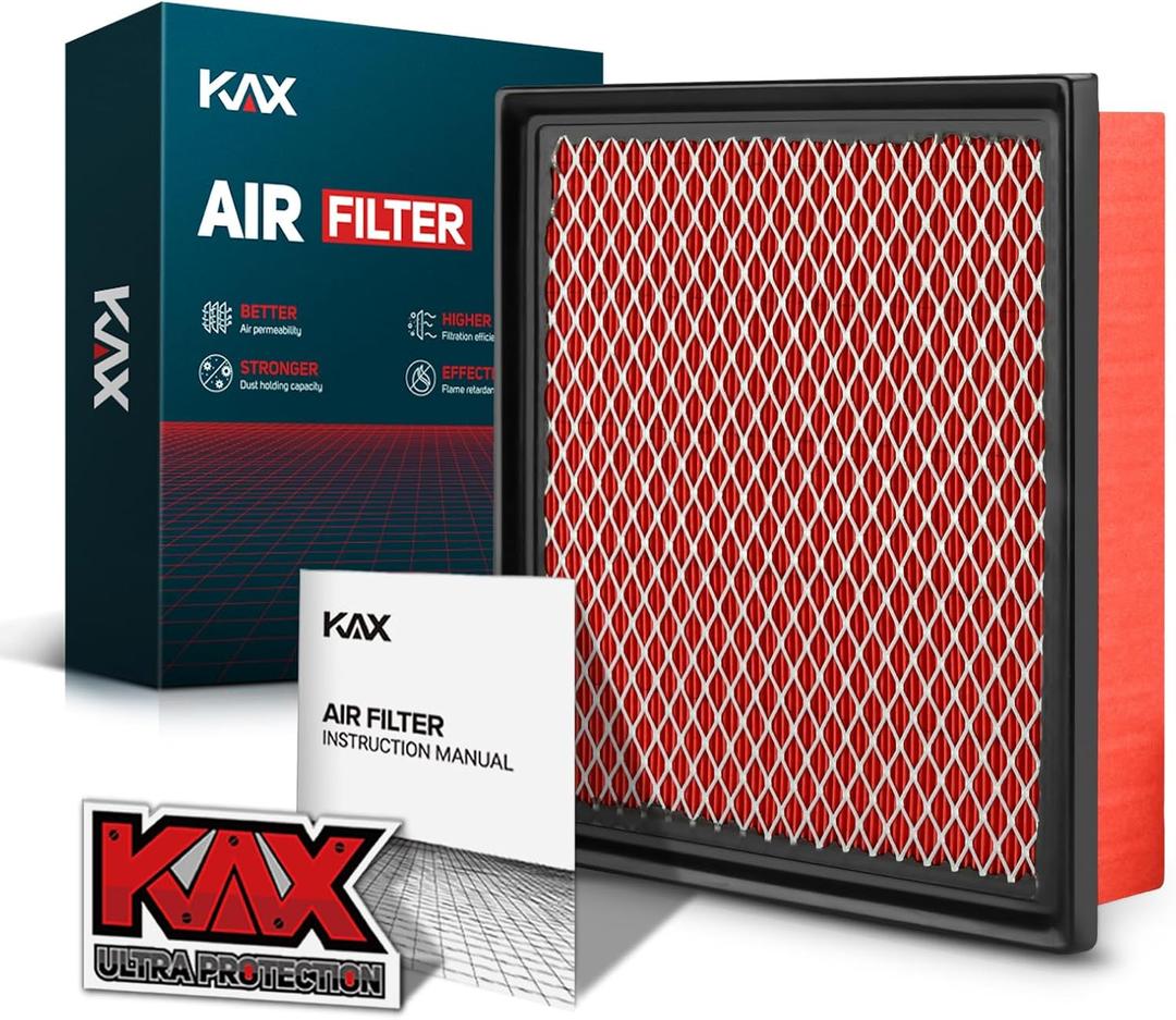KAX Premium Engine Air Filter, CA10755 Replacement for Toyota Camry, Highlander, Sienna, Avalon, ES350, NX200T, NX300, RX350, RX350L, Durango, Grand Cherokee, 200% Longer Life