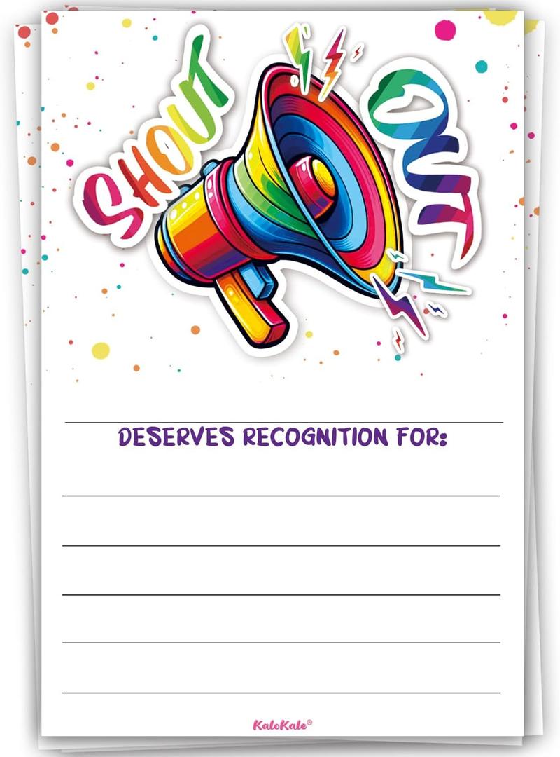 2 x 50 Shout Out Cards - Recognition Encouragement Card for Employees Public Service Recognition Week, Employee Appreciation Day or Teacher Appreciation Postcards