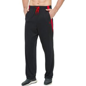Men's Athletic Pant with Pockets Open Bottom Sweatpants for Men Workout, Exercise, Running (L)