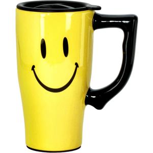Spoontiques SMILEY FACE TRAVEL MUG, 18 ounces Spoontiques SMILEY FACE TRAVEL MUG, 18 ounces