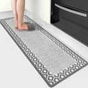 Anti Fatigue Kitchen Rug Kitchen Floor Mats Cushioned Anti Fatigue Memory Foam Kitchen Rugs Padded Kitchen Floor Mat Non Slip Washable Kitchen Mats for Floor Laundry Office Sink 17.3"x47.2" Grey