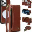 Wallet Case for iPhone 15 Pro Max with Card Holder/Crossbody Wallet/Strap| RFID Blocking | Magnetic | Kickstand | Detachable | PU Leather Phone Case for iPhone 15 Pro Max,6.7 in,Brown