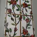 Windimiley Stained Glass Window Privacy Film: 3D Rose Floral Decorative Frosted Static Cling Bathroom Heat Control Sun Blocking Window Sticker Non Adhesive Door Covering, (16.9 x 39.4 in, Red) (16.9 x 39.4 in)