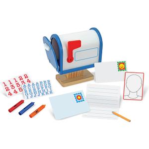 Melissa & Doug My Own Wooden Mailbox Activity Set and Educational Toy Kids Toy Mailbox With Reusable Letters And Post Cards, Pretend Play For Preschoolers And Kids Ages 4+