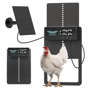 Automatic Chicken Coop Door with Timer & Light Sensor, Solar Chicken Coop Door with Multiple Modes, Automatic Chicken Door with LCD Display