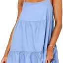 OZICERD Flowy Short Sundress Mini Babydoll Dresses for Women Going Out Tiered Ruffle Beach Spaghetti Strap Swing Dress Cute S