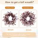 24" Fall Eucalyptus Wreath, Burgundy Artificial Leaves, Front Door Decor