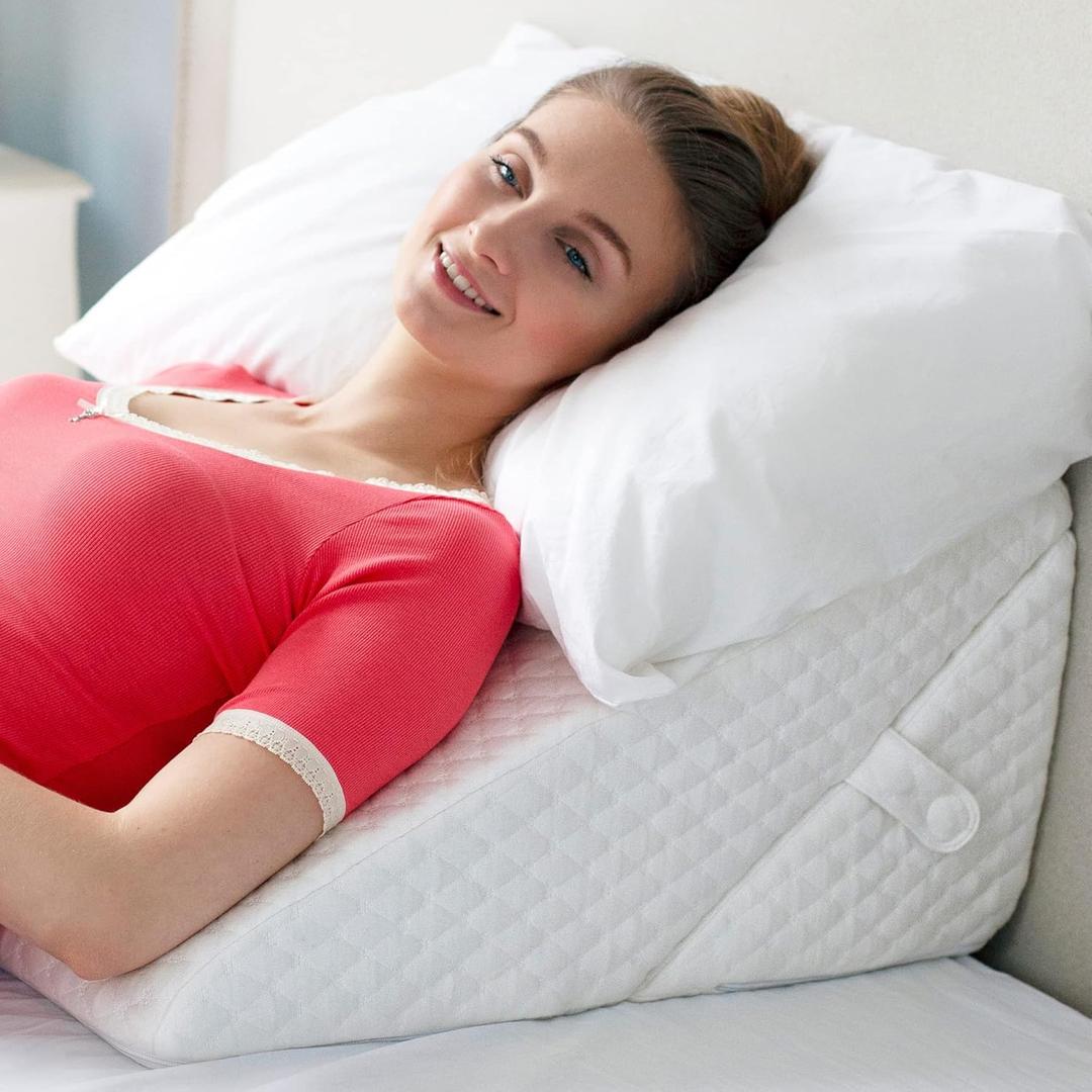 Adjustable Bed Wedge Pillow for Sleeping - Wedge Pillow for Sleep Apnea, Gerd, Acid Reflux Relief, Post Surgery - Foam Wedge Pillow for Back Pain Relief, Sleep Apnea Pillow Wedge or for Seniors (Large, White)