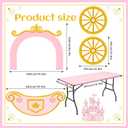 HunnmingRe 5.2FT Princess Party Table Decoration with Carriage Cardboard Cutout 72 x 30 Inch Table Cover Banner Princess Party Photo Booth Props Wheels Decor for Birthday Backdrop Background Supplies