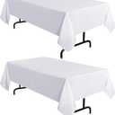 sancua 2 Pack White Tablecloth 60 x 102 Inch, Rectangle 6 Feet Table Cloth - Stain and Wrinkle Resistant Washable Polyester Table Cover for Dining Tables, Buffet Parties and Camping