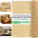 24 x 119 Inch Cane Webbing, Natural Rattan Cane Webbing Roll Open Mesh Woven Cane Material,DIY Furniture, Cabinet Repairs, Ceiling, Bed & Replacement Kits