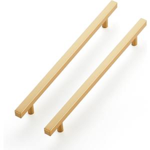 Ravinte 10 Pack Brass 10 Inch Hole Center Champagne Gold Handles Square Cabinet Hardware Stainless Steel Pulls for Kitchen Cupboard Drawers 12-5/8 Inch Overall Length