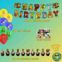 Lemoneon Italian Brainrot Birthday Party Decorations Supplies Happy Birthday Banner Cake Cupcake Toppers Balloons Background