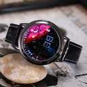 MINILUJIA LED Touch Screen Watch Unique Cool Watch Meteor Shower/Wish Tree Brain/Universe Milky Way/Simple Black Dial Watch with Soft Leather Strap Black Band