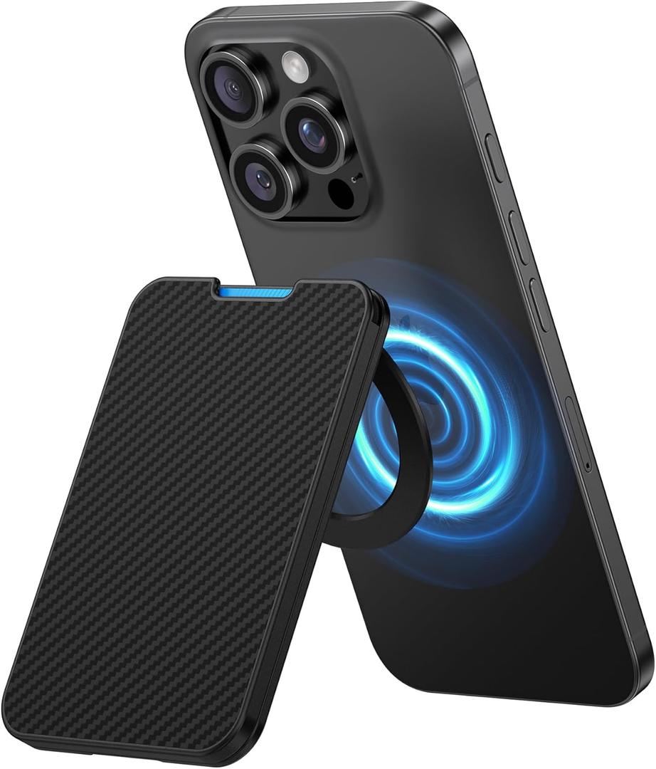 BENKS for MagSafe Wallet with Stand, ArmorGo Magnetic Wallet for Men, Minimalist Card Holder Fit 3 Cards for iPhone 16/15/14/13/12 Series, RFID Blocking, Built with Kevlar (Black/600D)