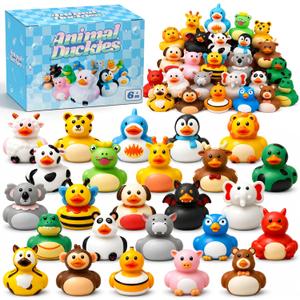 25PCS Animal Rubber Ducks, Bath Toys & Pool Toys for Toddlers, Party Favors
