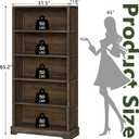 TVU 5-Tier Solid Wood Book Shelf, Floor Standing Bookcase, 65" H 31.5" W 11.8" D Bookshelf, Farmhouse Style Book Case with Arched Base, Suitable for Living Room, Study, Office, Walnut