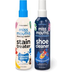 Miss Mouth's Messy Eater Stain Treater and Messy Steppers Shoe Cleaner Magic Duo - Stain Remover for Clothes, Carpet, Upholstery and Shoe Cleaner for Sneakers, Leather, Cloth, Mesh