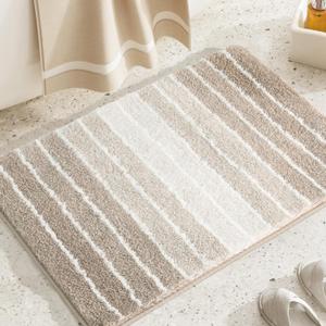 Bathroom Rug Non-Slip, Extra Soft and Absorbent Bath Rugs, Machine Washable, Bath Mats for Bathroom Floor, Tub and Shower, 18"x24", Beige