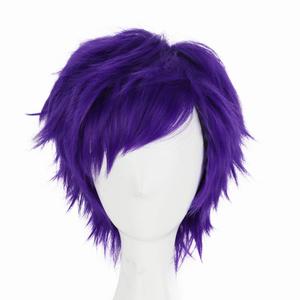 HH Building Fashion Short Layered Purple Mix Shaggy Party Wig for Men and Women 12 Inch