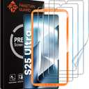 FANGTIAN [4-Pack] for Samsung Galaxy S25 Ultra Screen Protector [Not Glass] - Film for S25 Ultra Screen Protector [6.9 inch][Fingerprint Compatible][Alignment Tool] (Clear)
