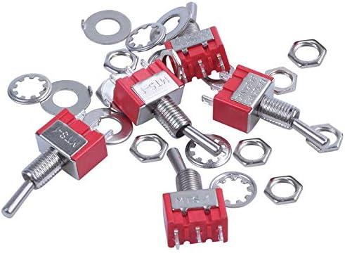 5 X On/Off Small Toggle Switch Miniature SPST 6mm - AC250V 3A 120V 5A - (Color: 151)