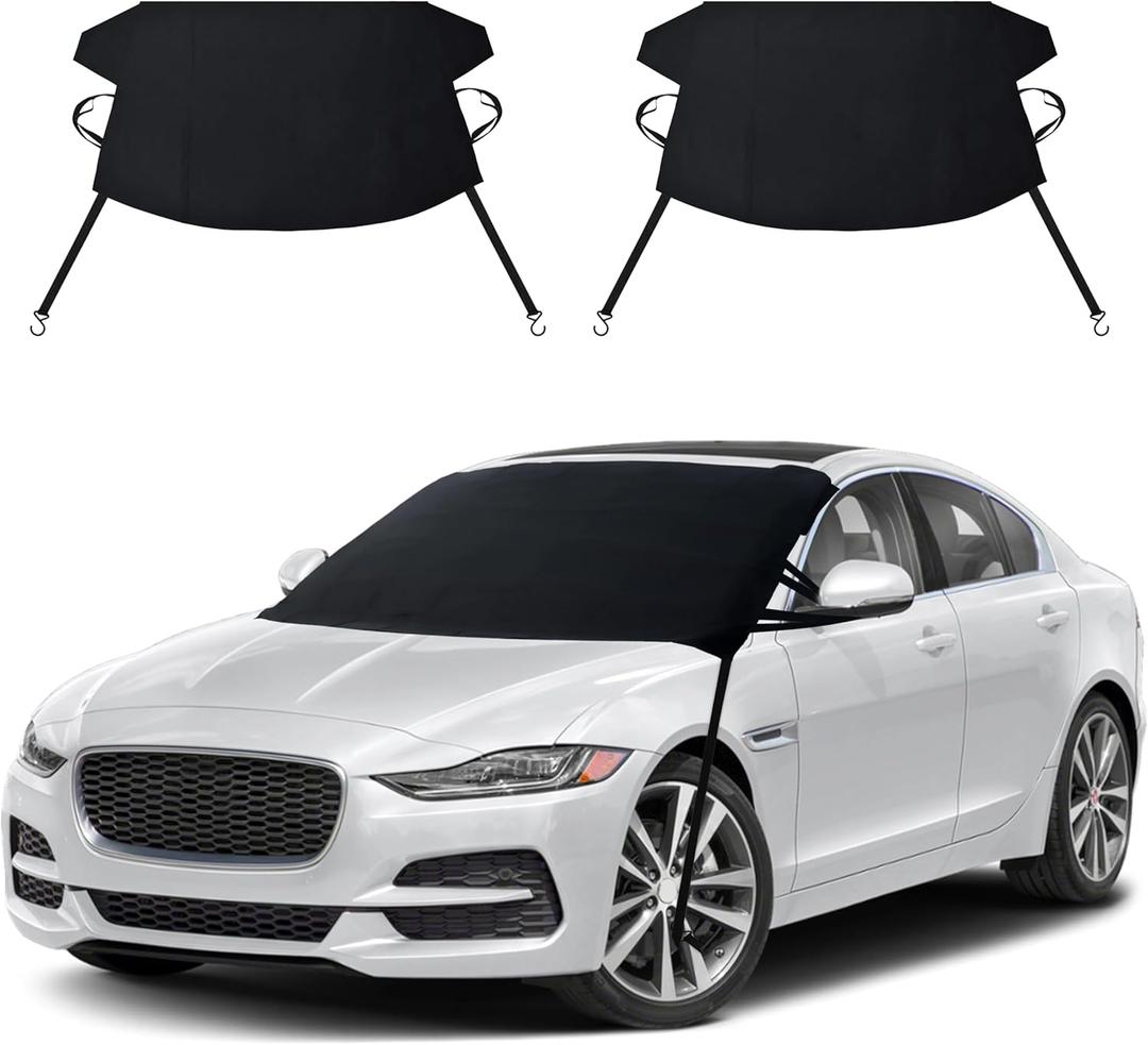 EcoNour Windshield Cover for Ice and Snow | Enhanced 600D Oxford Fabric Windshield Cover for Any Weather | Water, Heat & Sag-Proof Car Windshield Snow Cover | (69 x 42 inches) (Pack of 2)