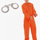 fun shack Men's Prisoner Costume, Orange Jail Inmate Jumpsuit, Adult Prison Outfit for Halloween or Costume Parties, L
