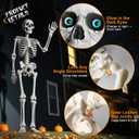 8ft Halloween Giant Skeleton - Posable with Glowing Eyes & Luminescent Paint, Tall Outdoor Skeleton Full Body Life-Like Bones for Halloween Decorations