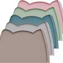 OHMO Dog Food Mat(Beige, 24 * 15'') w/Residue Collection Pocket Silicone Pet Feeding Mat for Floor High Edges Anti Spills Waterproof Cat Water Bowl Tray, Easy Clean Placemat