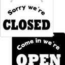 Generic Open Closed Signs for Business,Double Sided Come In We're Open Sign,Sorry We're Closed Sign,Open Closed Store Hanging Sign for Business Restaurant Club Cafe Hotel,-12 x 8 Inch, Black&White