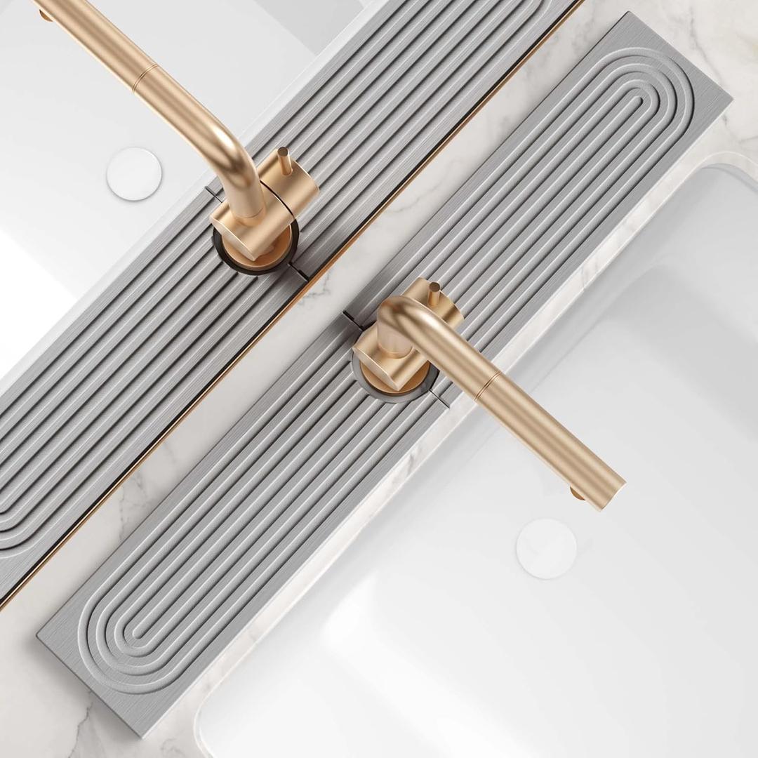 eormoe Kitchen Faucet Absorbent Mat - Diatomaceous Earth Splash Guard for Sink Faucet, Aesthetic Water Absorbing Stone Tray in The Modern Home [Grey, 23.6" x 3.9"] (Gray)