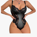Lingerie for Women Sexy Leather Lace Bodysuit Push Up Snap Crotch Teddy One Piece Babydoll
Size M