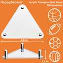 Happyseason 3-Pack Acrylic Football Stand, Basketball Stand with Stainless Steel Rods, Soccer Ball Holder, Volleyball Holder, Round-Edge Rack for Balls, Easy to Assemble (Clear)