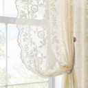 FINECITY Beige Lace Curtains 54 Inch Length for Bedroom Dining Room, 2 Panels Rustic Leaf Floral Vintage Sheer Lace Curtains, Rod Pocket Privacy Window Antique Sheer Lacy Curtains Drapes, 52 x 54 Inch