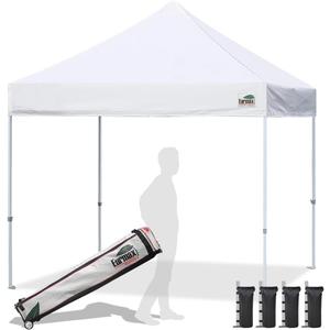 Eurmax USA Standard 10x10ft Patio Pop Up Canopy Tent for Outdoor Events Commercial Instant Canopies with Heavy Duty Roller Bag,Bonus 4 Canopy Sand Bags (White)