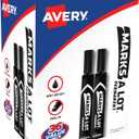 AVERY Marks-A-Lot Large Desk-Style Chisel Tip, Value Pack 36 Black Permanent Markers are perfect for signs and posters (98206)