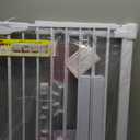 Cumbor 29.7-48" Baby Gate for Stairs, Mom's Choice Awards Winner-Dog Gates for Doorways, Auto Close Safety Pet Gate for Dogs Indoor, Easy Install Pressure Mounted Child Gate with Walk Thru Door, White