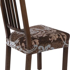 SearchI Stretch Dining Chair Seat Covers Set of 4, Soft Removable Washable Seat Cover for Dining Chairs, Dining Room Chair Cover Protector (Rear-Covered, Brown)