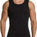 Mens Body Shaper Compression Tank Top Slimming Shapewear Abdomen Undershirt (Large, Style A Black)