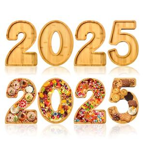 2025 Wooden Graduation Number Charcuterie Board Box Set - 4PCS Fillable Food Tray for Grad Party Decorations, Class of 2025 Centerpiece, Table Decor (0.59 inch-Thick)