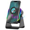 Wireless Induction Speaker 5-in-1 Bluetooth Speaker with Phone Stand,Stereo Sound, 3500mAh Rechargeable, 8 RGB Ambient Light, 360° Adjustable Holder for iPhone/Android/iPad,Gifts for Men Women (Black)