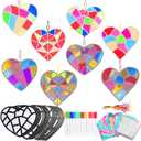 MLOLM 24 Set Valentine Heart Foil Art Craft DIY Heart Painting Art Kit Creative Paper Coloring Gift Idea for Home Art Project Activities Valentine Party Supplies
